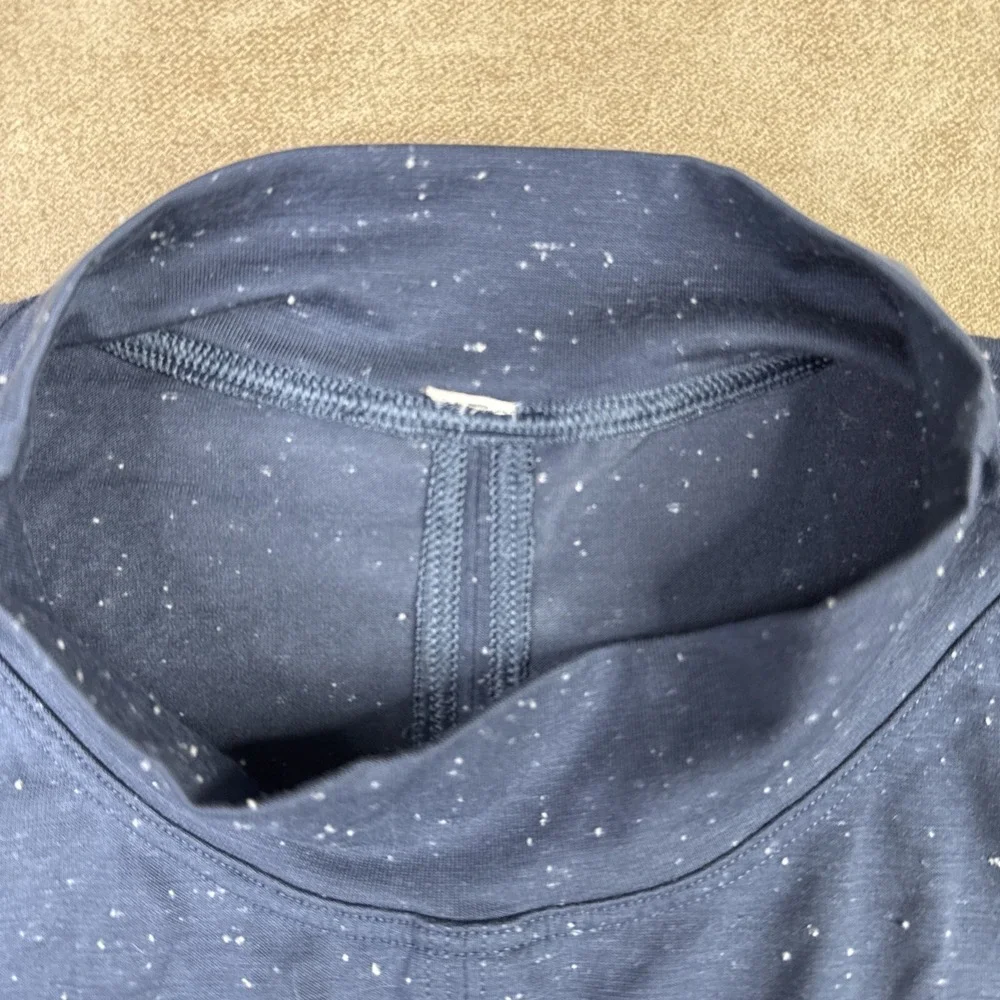 Lululemon Shirt Time To Restore Mock Neck Top Tie‎ Front Crop Blue Women Sz 8